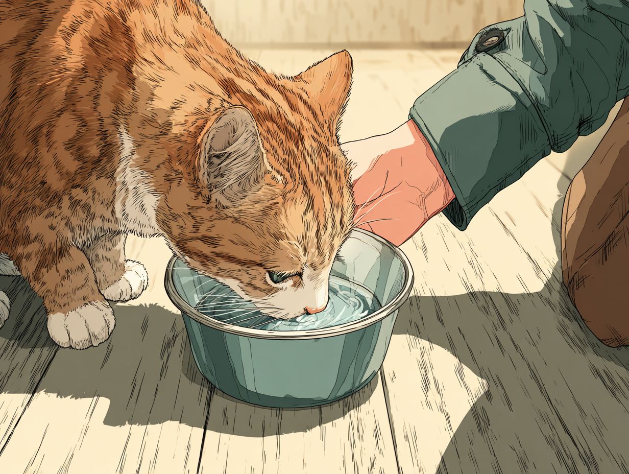What are the signs of dehydration in cats?
