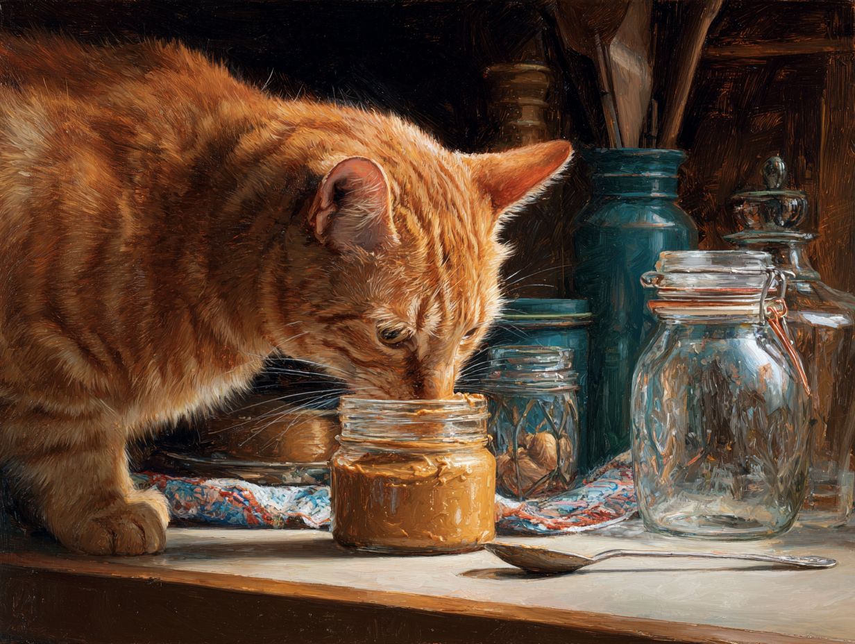 Are there any potential risks associated with cats eating peanut butter?